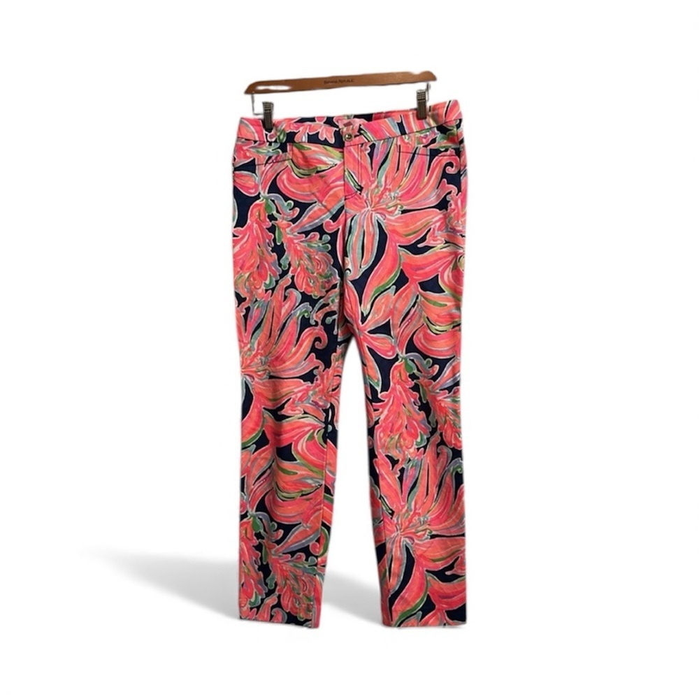 Lilly Pulitzer Kelly Ankle Pants in Resort Navy Banana Flambe Women’s Sz 8